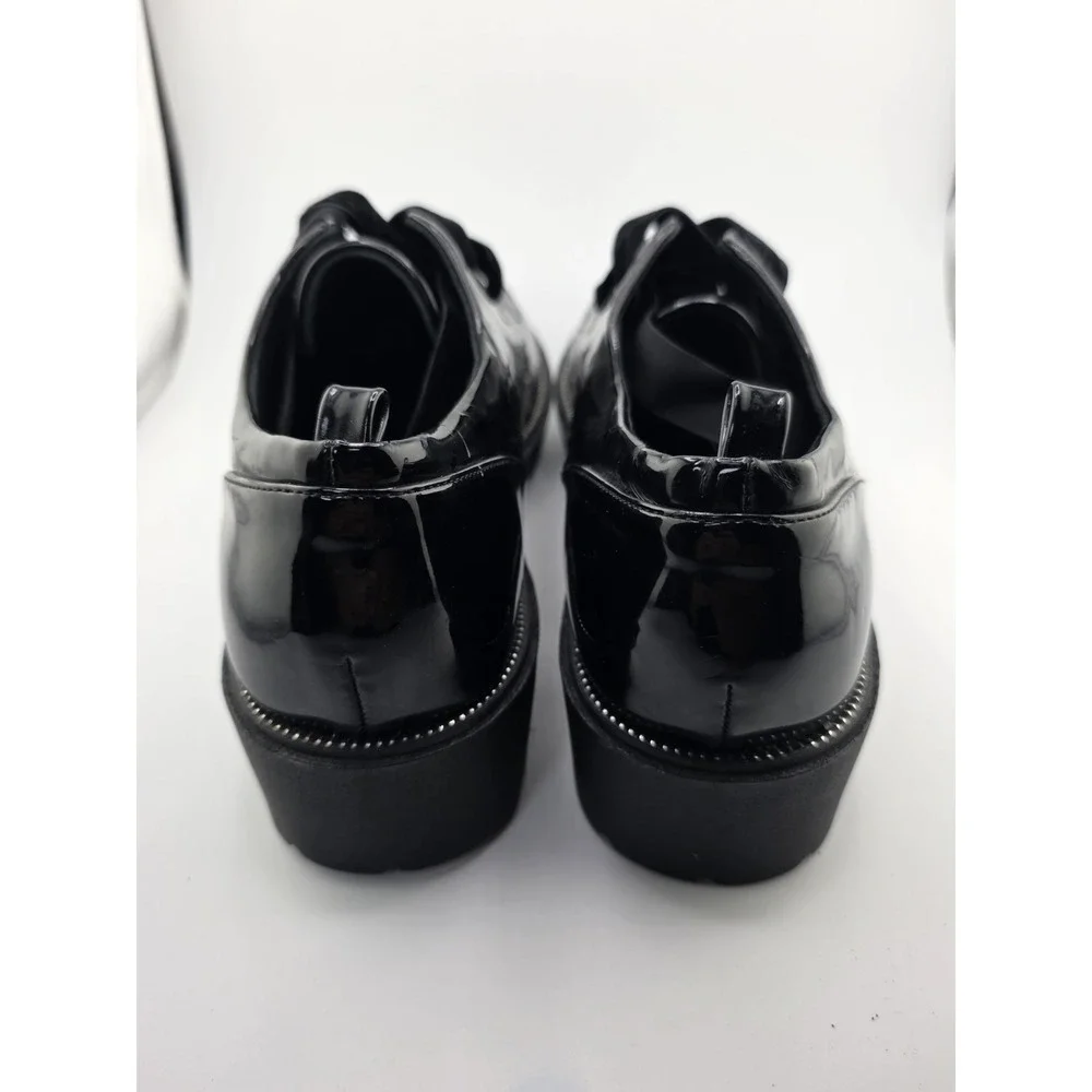 Sixtyseven Black Patent Platform Loafers Chunky Lug Sole Womens US 9 EU 40